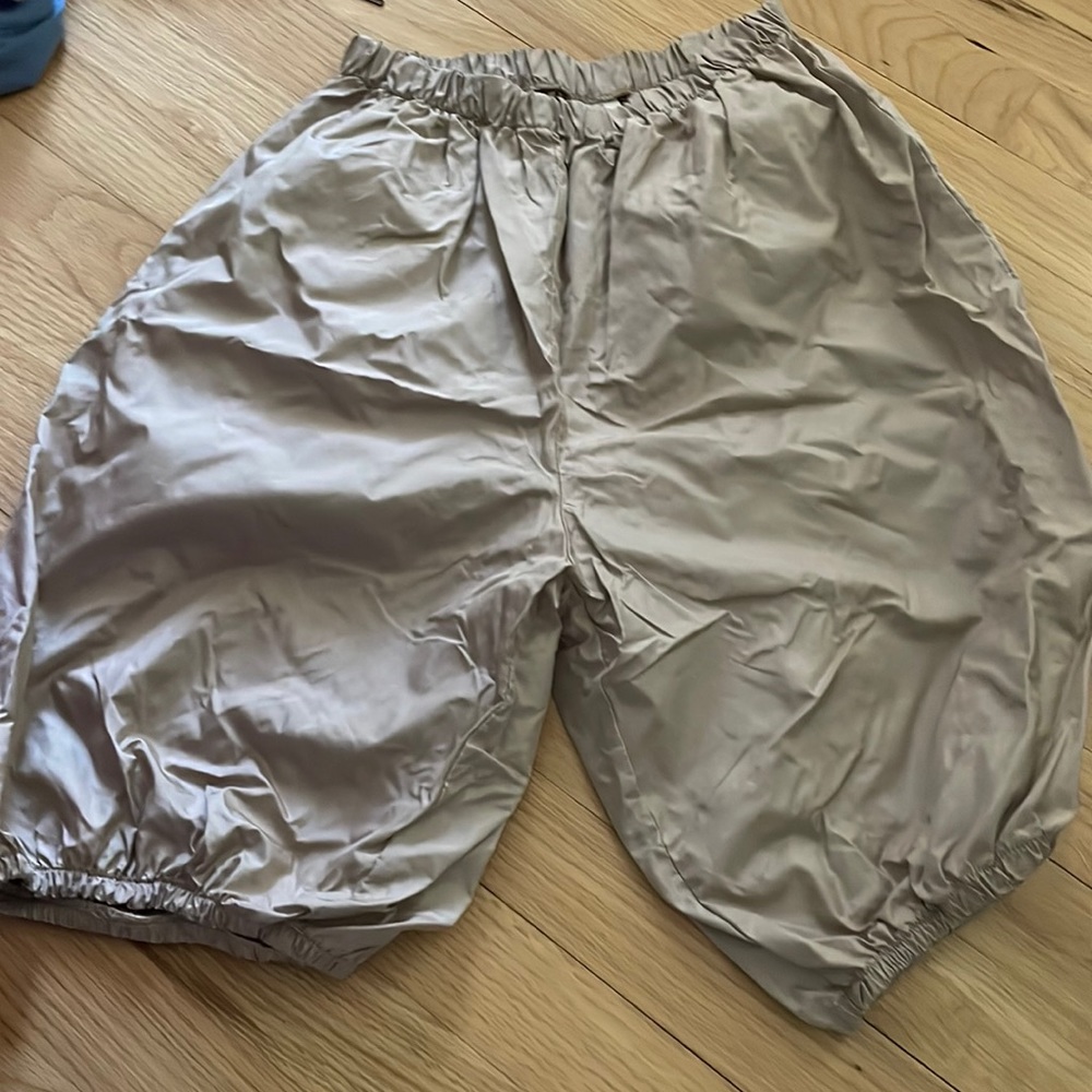 Gold trash bag shorts